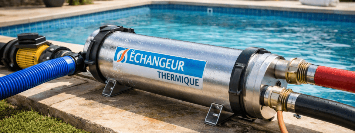 Système de chauffage piscine avec échangeur thermique en situation