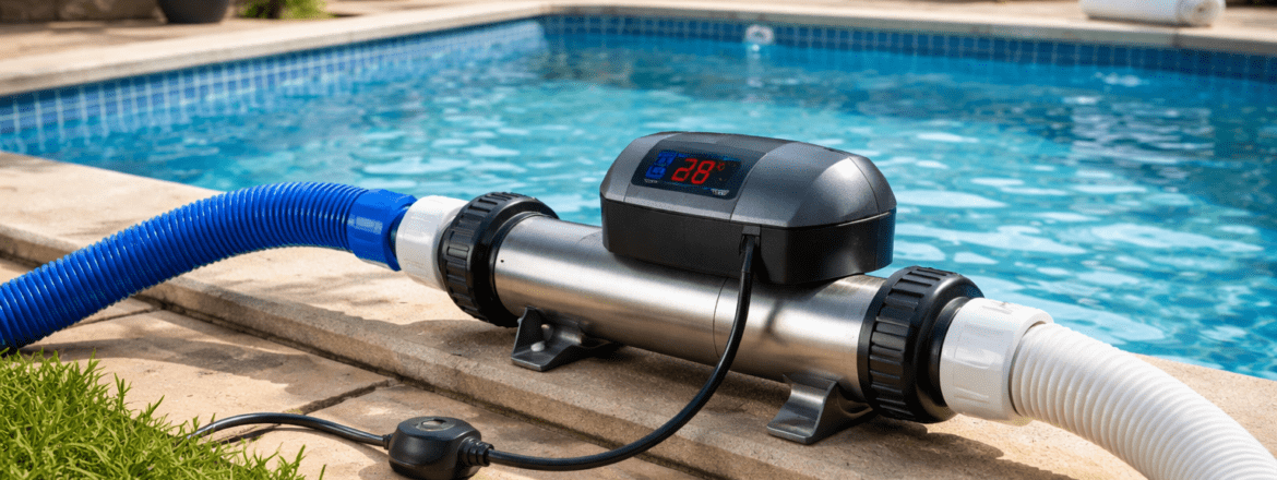 Réchauffeur électrique pour piscine installé en bord de bassin