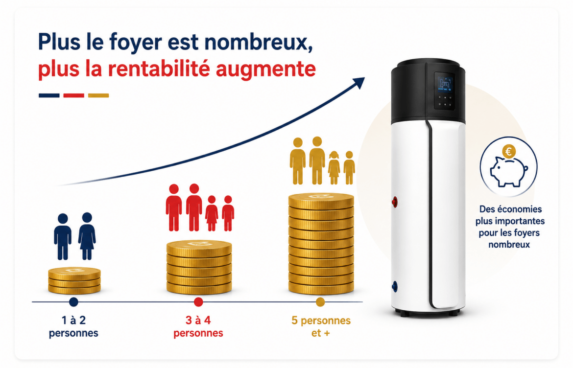 Rentabilité d’un chauffe-eau thermodynamique selon le nombre de personnes dans le foyer